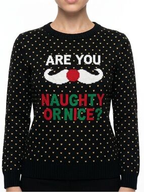 🎄|•MERRY CHRISTMAS| 'Are You Naughty Or Nice?' Fun ‘Ugly’ Holiday Sweater